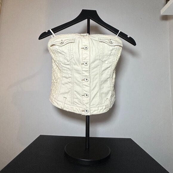 Guess Strapless Denim Corset Top – Size S - Picture 1 of 8